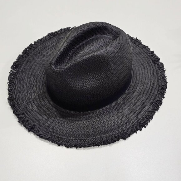 Victoria’s Secret ✦ Black Woven Straw Hat ✦ Fringe Brim w/ Floral Accents OS NWT main image 5